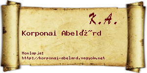 Korponai Abelárd névjegykártya